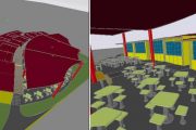 پروژه محل غذاخوری در محوطه استادیوم Aucas در اکوادور - سه بعدی