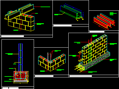جزئیات سازه ای دیوار بلوکی بتنی به همراه پروفیل های فولادی