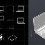 بلوک اتوکدی لپ تاپ به صورت دو بعدی و سه بعدی جهت طراحی داخلی