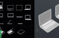 بلوک اتوکدی لپ تاپ به صورت دو بعدی و سه بعدی جهت طراحی داخلی