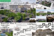 پروژه معماری مجتمع مسکونی مدرن شامل پلان و فایل 3ds Max و پوستر